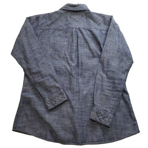 Rails Shirt Womens Large Blue Button Down Linen Blend Heart Chambray Long Sleeve - Picture 2 of 7